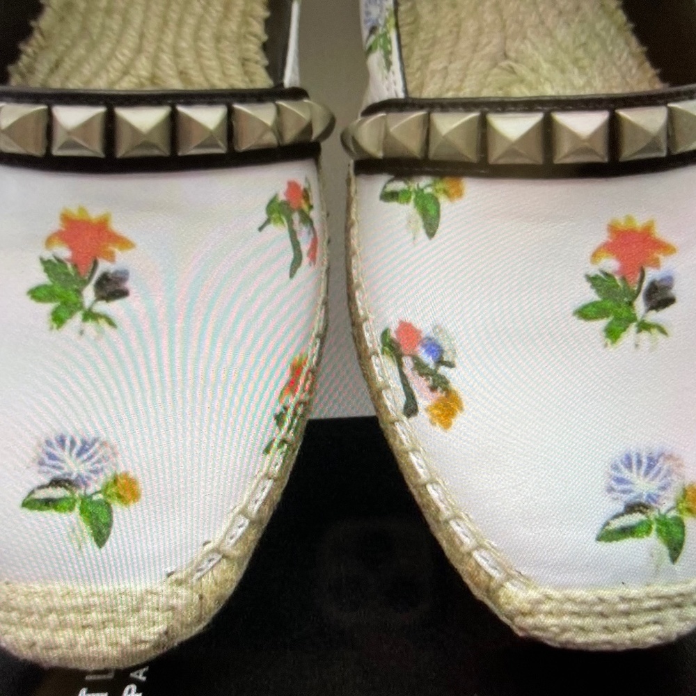 Saint Laurent YSL Espadrilles St Venice White Floral Studded flats size 37 (BNIB